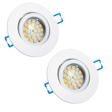 LED Einbauleuchten-Set - Rahmen Aluminium weiß schwenkbar / GU10 Fassung / SMD LED / 4W Warmweiß 2 Stück