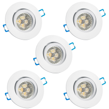 LED Einbauleuchten-Set - Rahmen Aluminium weiß schwenkbar / MR16 Fassung / High Power LED / 4.5W Warmweiß 10 Stück