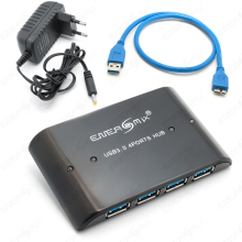 USB 3.0 HUB Verteiler SuperSpeed Adapter mit USB Kabel und Netzteil 4 Port [PC]