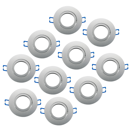Einbaurahmen schwenkbar mit Druckring Silber gebürstet 10 Stück