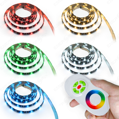 LED RGB Strip Streifen Set - 30 LEDs pro Meter mit Touch Fernbedienung Weiß 1 Meter