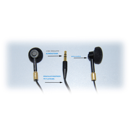 Stereo Kopfhörer Ohrhörer für iPod iPhone Mp3 Player Schwarz 3.5mm Klinke Kabellänge 120cm Metallgehäuse