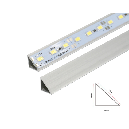 LED Alu Profil mit Alu Strip Kaltweriß (Profil E ohne Abdeckung)