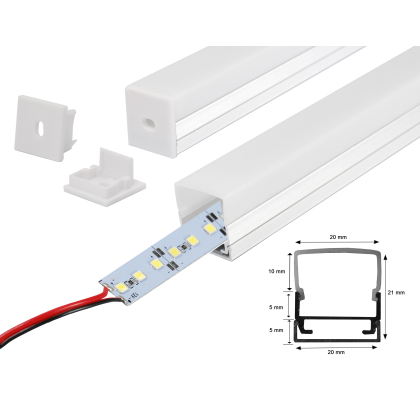 LED Alu Profil Schiene mit Alu Strip Warmweiß (Profil H)