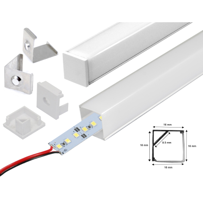 LED Alu Profil Schiene mit Alu Strip Blau (Profil I)