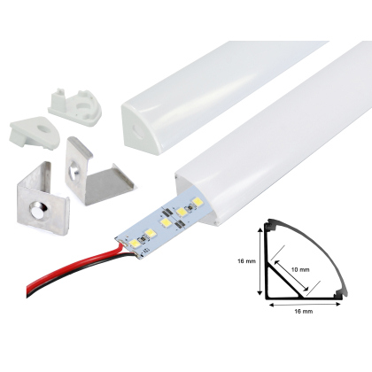 LED Profile Schiene mit Abdeckung inkl. LED Alu hart Strip Alu leiste Set 1 m Kaltweiß (Profil J)