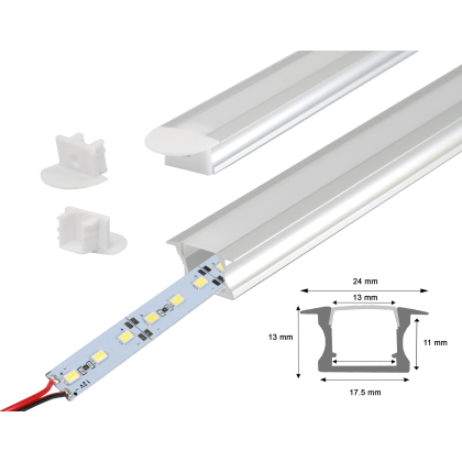 Unterputz LED Alu Profil Schiene mit Alu Strip Warmweiß (Profil L)