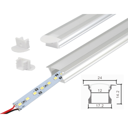 Unterputz LED Alu Profil Schiene mit Alu Strip Warmweiß (Profil L)