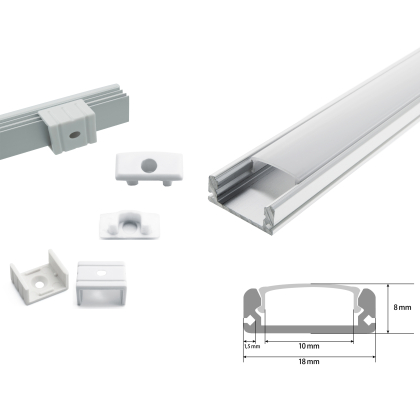 1m LED Alu Profil Schiene Milchglas Kanal System für LED-Streifen Profil A