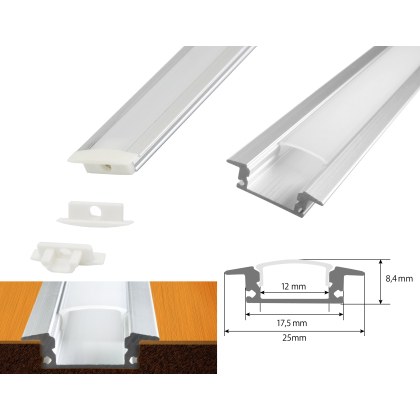 1m LED Aluprofil Schiene Aluminium Kanal System für LED-Streifen Profil D