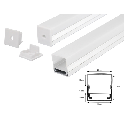 1m LED Alu-profil Alu Schiene Aluminium Kanal System für LED-Streifen Profil H