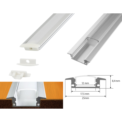 1m LED Schiene Aluminium Alu-profil Deckenanbringung mit Durchsichtig Abdeckung Profil D