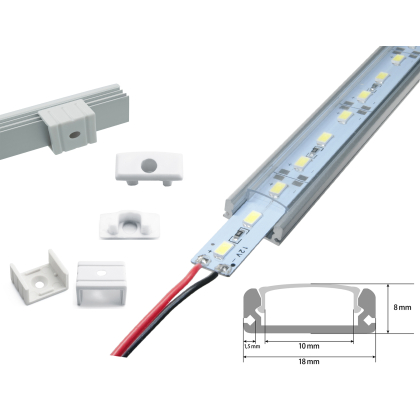 LED Strip Alu druchsichtig+Alu Strip LED Alu Strip Kaltweiß Profil A Transparent