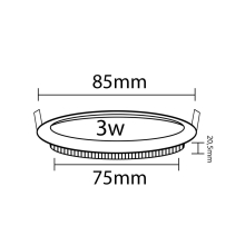 3W LED slim Einbauleuchte Deckenleuchte Einbauspot slim Panel rund Ø 8,5 cm kaltweiß