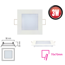 LED Panel Ultra Slim 3 Watt-eckig-Weiß Kaltweiß