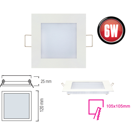 6w eckig LED Panel Einbauleuchte Spot Deckenleuchte flach slim panel Quadrat 12x12 cm neutralweiß