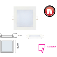 LED Panel Ultra Slim 9 Watt-eckig-Weiß Kaltweiß