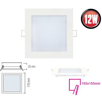 12W LED Panel Slim Deckenleuchte Einbauleuchte Quadrat Eckig 17x17 cm neutralweiß