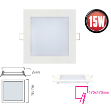 LED Panel Ultra Slim 15 Watt-eckig-Weiß...