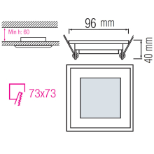 6w LED Einbauleuchte Quadrat mit Glasumrandung Glas Rahmen Einbaustrahler Deckenleuchte Neutralweiß