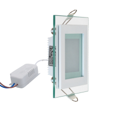 6w LED Einbauleuchte Quadrat mit Glasumrandung Glas Rahmen Einbaustrahler Deckenleuchte Eckig Warmweiß