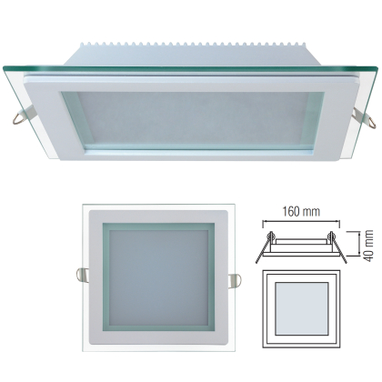 12w LED Panel mit Glas rahmen Einbaustrahler Deckenleuchte Einbauleuchte Eckig Kaltweiß