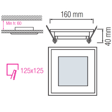 12w LED Einbauleuchte Quadrat mit Glasumrandung Glas Rahmen Einbaustrahler Deckenleuchte Neutralweiß