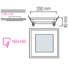 15w LED Einbauleuchte Deckenleuchte Einbaustrahler Panel mit Glas Rahmen Eckig 20x20 cm Neutralweiß