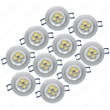 LED Einbauleuchten-Set - Rahmen Aluminium gebürstet / GU10 Fassung / Power LED Spot/ 4.5W