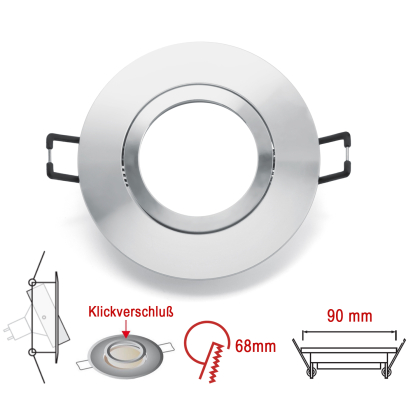 Einbaurahmen schwenkbar mit Druckring Chrom poliert Schwenkbar