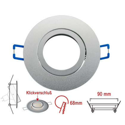 Einbaurahmen schwenkbar mit Druckring Silber gebürstet