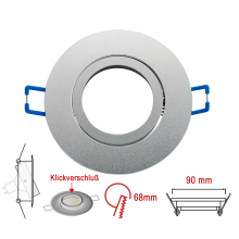 Einbaurahmen schwenkbar mit Druckring Silber gebürstet