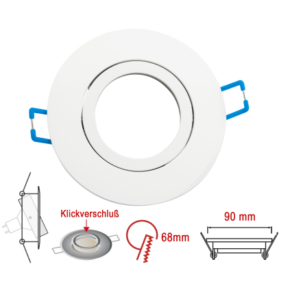 Einbauleuchte Rahmen Einbaurahmen Schwenkbar Aluminium Weiß