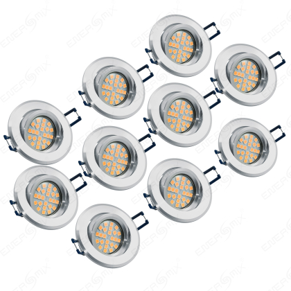 LED Einbauleuchten-Set - Rahmen Aluminium schwenkbar / GU10 Fassung / SMD LED / 4W Warmweiß 10 Stück