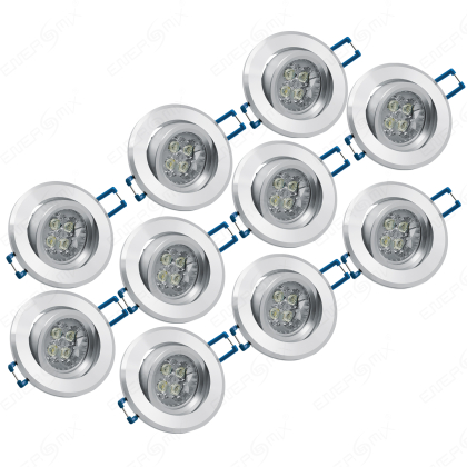 LED Einbauleuchten-Set - Rahmen Aluminium schwenkbar / GU10 Fassung / Power LED Spot/ 4.5W Kaltweiß 10 Stück