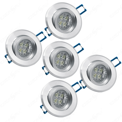 LED Einbauleuchten-Set - Rahmen Aluminium schwenkbar / MR16 Fassung / Power LED Spot/ 4.5W Kaltweiß 5 Stück