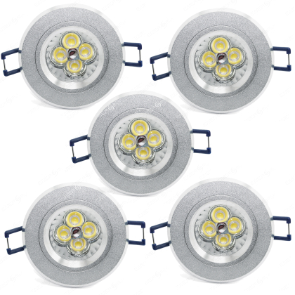 LED Einbauleuchten-Set - Rahmen Aluminium gebürstet / MR16 Fassung / Power LED Spot/ 4.5W Warmweiß 5 Stück