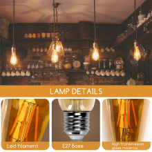 4W ST64 LED E27 Filament Leuchtmittel Retro Nostalgie Glühbirne Standard Edison Gewinde 1800K warmweiß