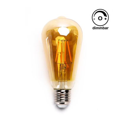 6W Dimmbare LED Leuchtmittel Filament E27 Kegel ST64 warmweiß 2200 K