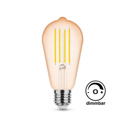 LED Leuchtmittel Filament E27 Kegel DIMMBAR (ST64) 6 Watt | warmweiß (2200 K)