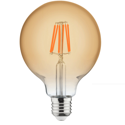 6 Watt E27 LED Filament Leuchtmittel Kugel Globe 125, Durchmesser 125mm | 550 Lumen | (2200 K) Warmweiß