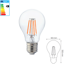 6 W E27 LED Filament Leuchtmittel Birne Standart Formt Warmweiß (3000 K) 600Lm