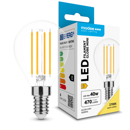 LED Leuchtmittel E14 Filament Kugel P45 4 Watt | 400 Lumen warmweiß (3000 K)