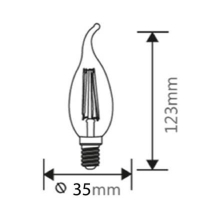4 W LED Leuchtmittel E14 Filament Flamme C35T 400 Lumen
