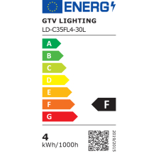 4 W LED Leuchtmittel E14 Filament Flamme C35T 400 Lumen