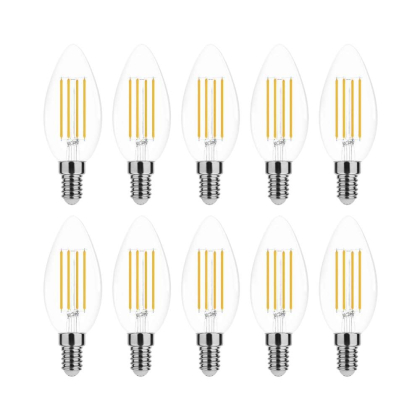 10 Stk. 4w LED Candle Filament Leuchtmittel klarglas E14 Sockel| C35|Warmweiß|470 Lumen