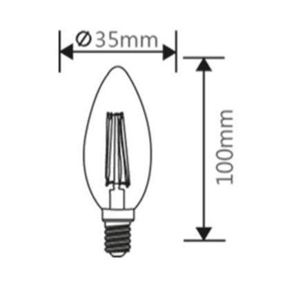LED Leuchtmittel E14 Filament Kerze | bernstein | C35 4W | dimmbar | 360 Lumen warmweiß (2200 K)