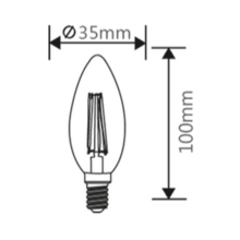 LED Leuchtmittel E14 Filament Kerze bernstein C35 4W dimmbar 400 Lumen warmweiß (2200 K)