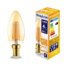 LED Leuchtmittel E14 Filament Kerze | bernstein | C35 4W | dimmbar | 360 Lumen warmweiß (2200 K) 1 Stück
