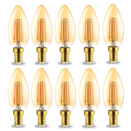 4 W E14 LED Leuchtmittel E14 Filament Kerze | bernstein | C35 | 360 Lumen warmweiß